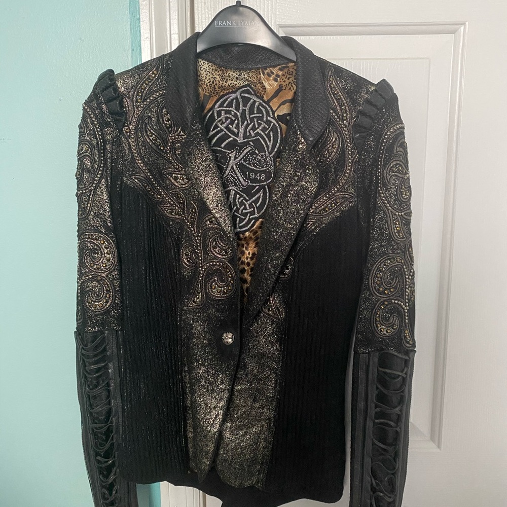 Kippys Jacket Womens XS/4 Leather Hand Embellished
